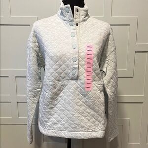 Eddie Bauer Quilted Gray 1/2 Snap Sweatshirt